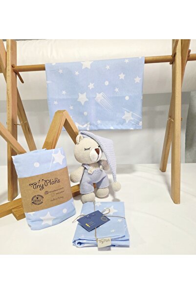 tiny plans ملاية أطفال مرنة - طقم غطاء وسادة مقاس 60x120 سم