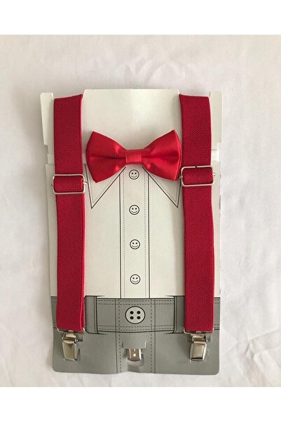 redbug kids Red Color Bow Tie Suspender Set Suitable for Ages 1-8