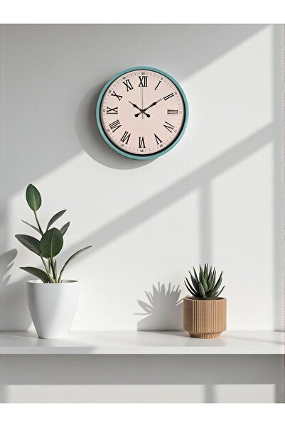 Lunaev ساعة حائط بأرقام رومانية باللون الفيروزي مقاس 36 سم