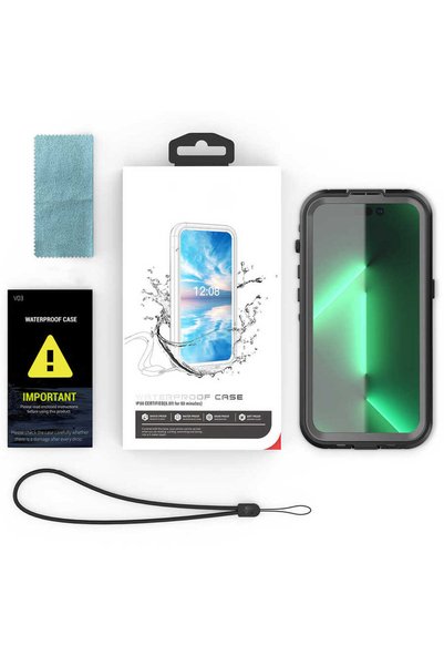 Büşra Ayhan حافظة مقاومة للماء متوافقة مع هاتف iPhone 14 Pro من BSAY 1-1 - أسود