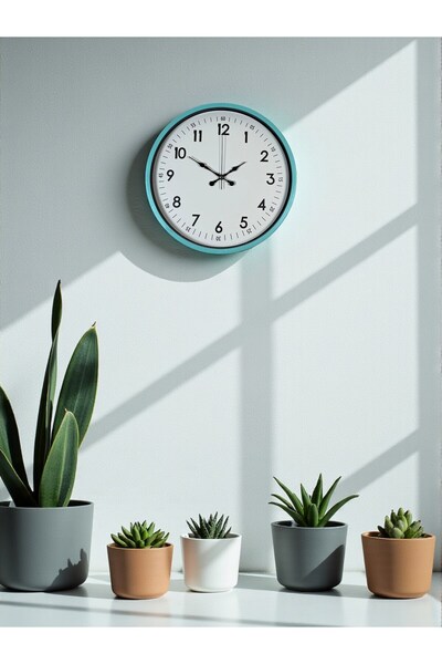 Leyaton 36 cm Turquoise Decorative Wall Clock Lwlhm-Ytrs345