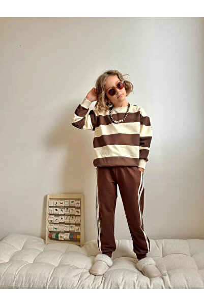 kidstalya Coffee Striped Children's Set