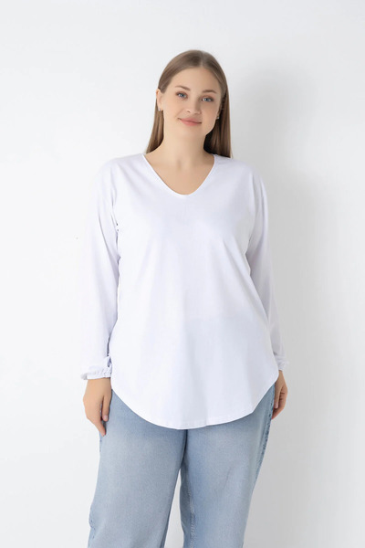 Orly More Women's Plus Size (Thin) V-Neck Slit Blouse