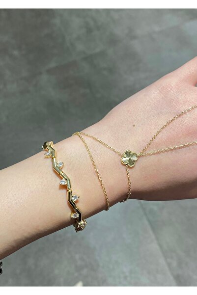 MİSSBEQA 14K Zigzag Taşlı Bileklik