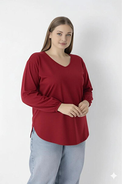 Orly More Women's Plus Size (Thin) V-Neck Slit Blouse