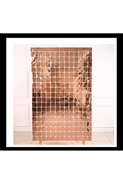 Çemrek Süs Parti Kare Arka Fon Perde Metalize Rose Renk 100-200 cm