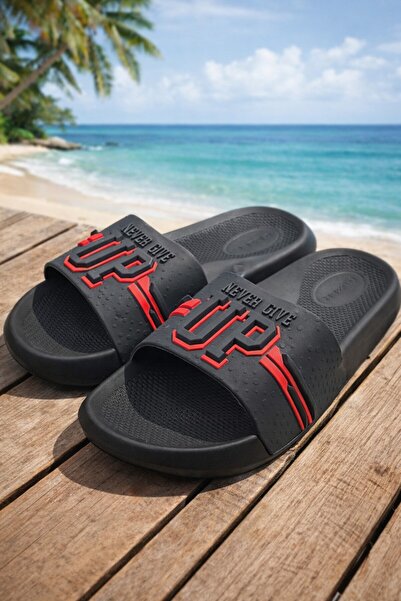Moda Frato Never Give up Men's Slippers Sea Beach Pool Slippers Bathroom Gard...