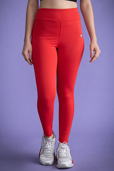 Clovia بنطال رياضي ضيق عالي الخصر بلون أحمر مرجاني
