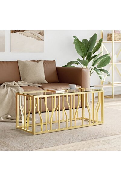 Concept Τραπεζάκι σαλονιού, 110x45x45 εκ., ανοξείδωτο ατσάλι και γυαλί