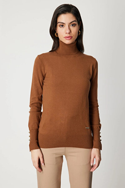 On Fashion Women's Brown Turtleneck Sweater 63503