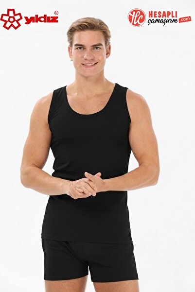 YILDIZ 371 Men's Formen Black Lycra Body-Hugging Classic One-Piece Undershirt