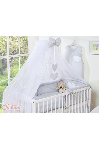 Other Large mosquito net for a baby's bed made of white chiffon with hearts a...