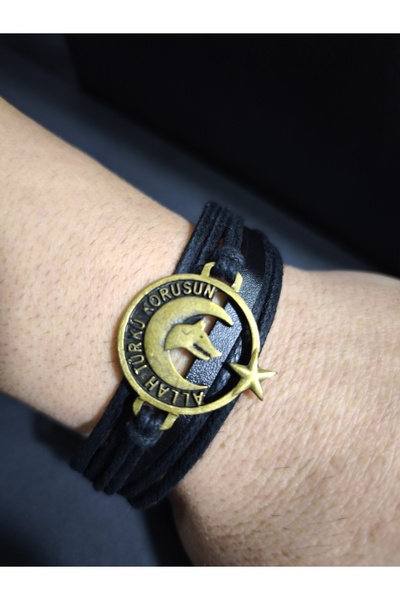 enyatakı May the wolf god song protect model leather rope bracelet