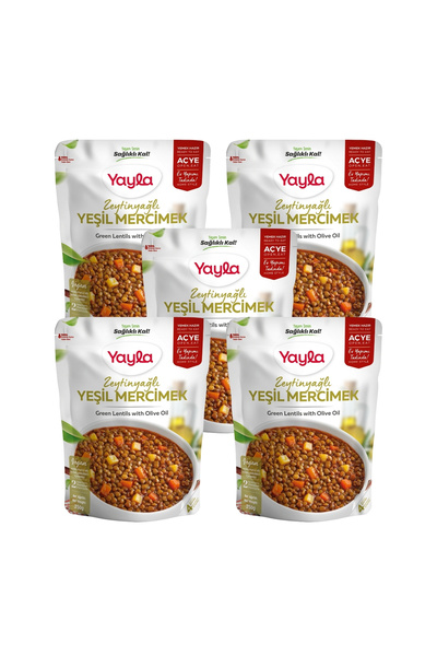 Yayla Yemek Hazır Zeytinyağlı Yeşil Mercimek 250 gr x5