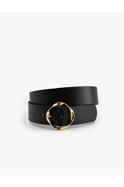 Koton Women'S Black Faux Letaher Belt