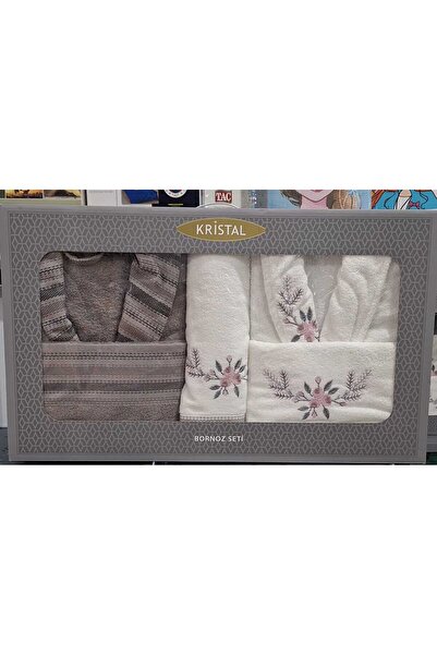 Kristal Soft Nakışlı Aile Seti / Bornoz Seti