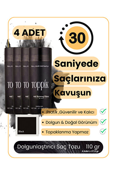 Topik Ms 4'lü AVANTAJ PAKETİ - Saç Fiberi Dolgunlaştırıcı Toz & Seyrek Saç Ka...