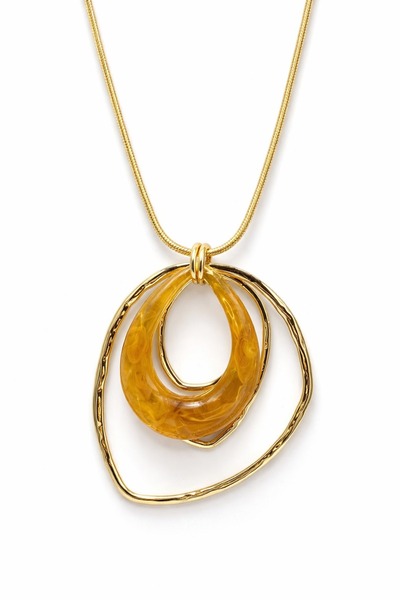 Jack Ferrero قلادة فاخرة من الفولاذ بتصميم تدفق الكهرمان