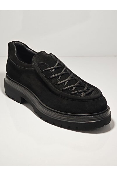 TETRİ K642 Ag Genuine Leather Handmade Men's Black Suede Casual Shoes