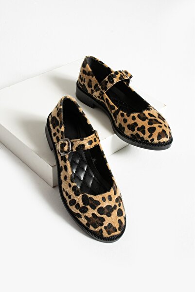 guijarro Leopard Pattern Soft Sole Mary Jane Flats - Buckle Low Heel Casual S...