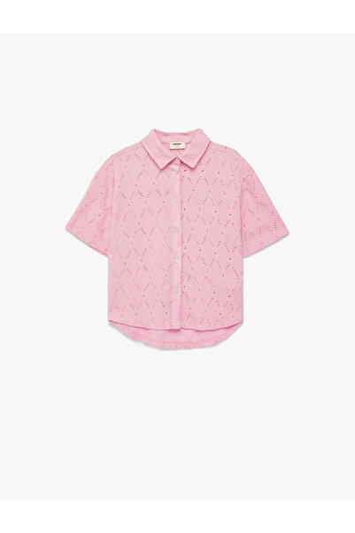 Koton Girl'S Pink Broderie Blouse
