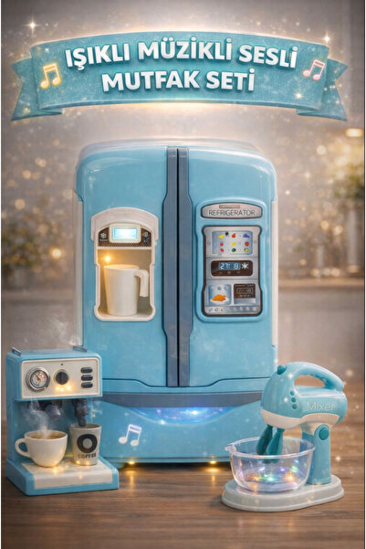 dude IŞIKLI MÜZİKLİ SESLİ MUTFAK GEREÇLERİ BUZDOLABI KAHVE MAKİNASI MİKSER SE...