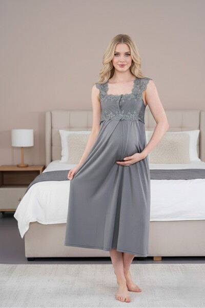 Lohusa Homewear New Season Smoked Buttoned Summer Stylish Lace Detailed 100% ...