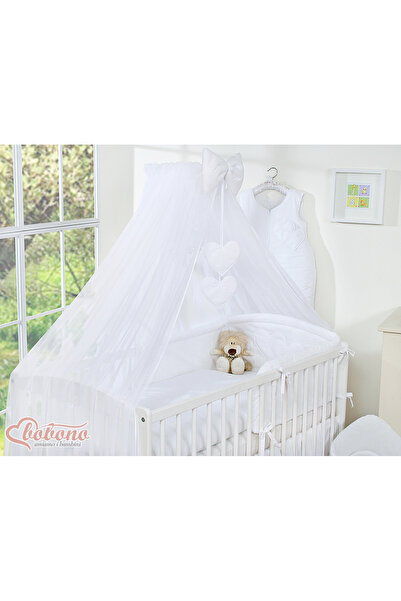 Other Large chiffon mosquito net for a baby cot with hanging hearts and a bow...