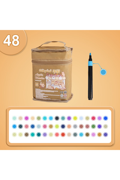 Gökyüzü ışığı Çok Renkli Akrilik Marker Boya Kalem Seti - Çantalı-48 Kalem