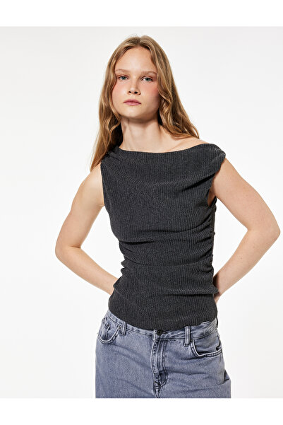 Koton Women'S Anthracite Sleeveless Blouse