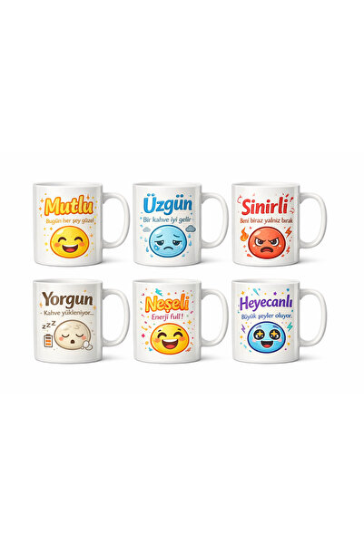 IŞILAY PROMOSYON Modern 6-Piece Mood Mug Set – Mugs According to the Mode