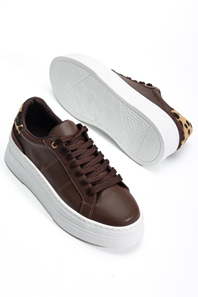 Hayalimdeki Ayakkabı Women's Bitter Brown Leather Poly Sole Leopard Patterned...