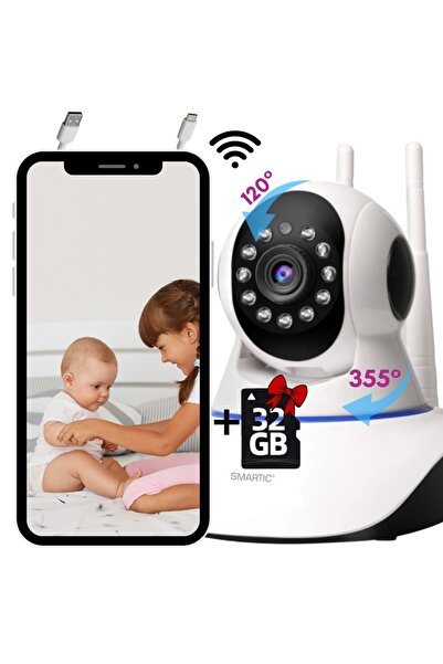 SMARTIC Baby Monitor, WiFi, FHD, Night Vision, Aplicatie telefon, 2.4G,