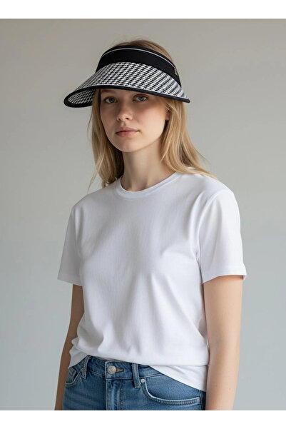 Gullfoss Black Houndstooth Patterned Visor Adjustable Visor Hat