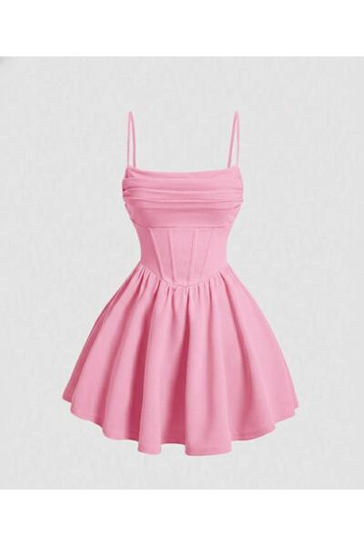 MODAHOBİMİZ Kadın Mini Abiye Elbise Askılı Korse Detaylı Özel Gün Elbisesi