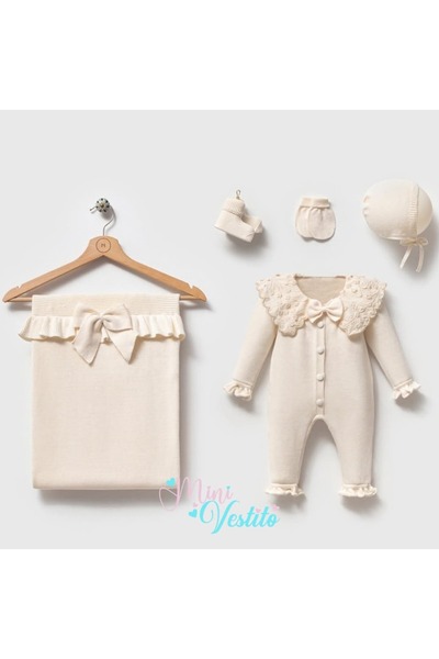 MiniVestito ياقة مزينة بفيونكة بنمط زهور، مصنوعة من القطن العضوي بنسبة 100%، ...
