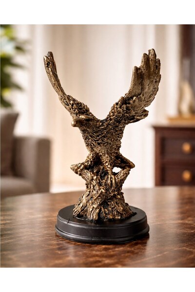 HEDİYE FİKRİ Polyester Kartal Figürü Dekoratif Heykel 13x9 cm Bronz Görünümlü...