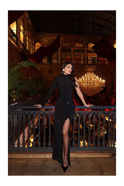 ESRAHELVACI Eh Collection Nighttime Sparkling One-Sleeve Dress