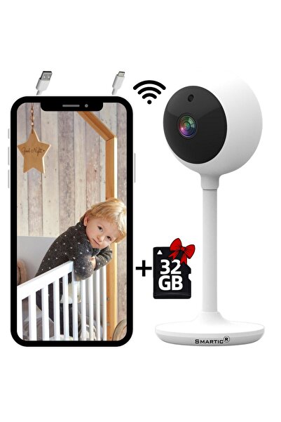 SMARTIC Baby Monitor, WiFi, FHD, Night Vision, Aplicatie telefon, 2.4G,