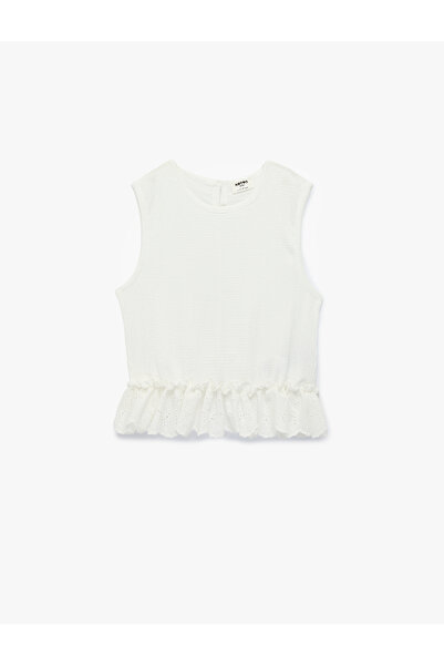 Koton Girl'S Ecru Lace Detail Blouse