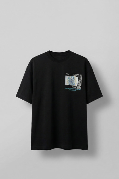 ablukaonline Tricou pentru bărbați, supradimensionat, cu broderie, cu motiv a...