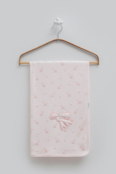 Caramell 100% Cotton Baby Blanket with Duck Pattern and Bow Detail, 85X90 cm
