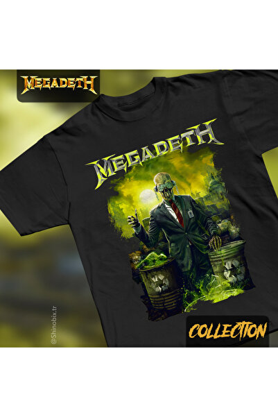 SHINOBIX Megadeth Toxic Waste Black Oversize Printed T-Shirt