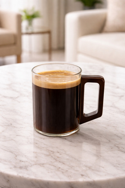 YzHome Acacia Handle Borosilicate Glass Cup Coffee Tea Cup Mug 250ml