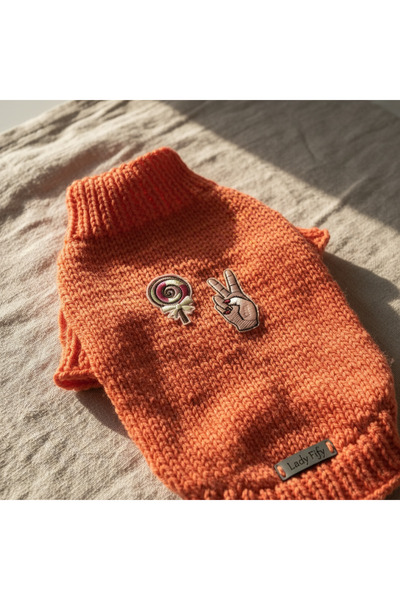 Lady Fify سترة برتقالية مع مصاصات للقطط والكلاب