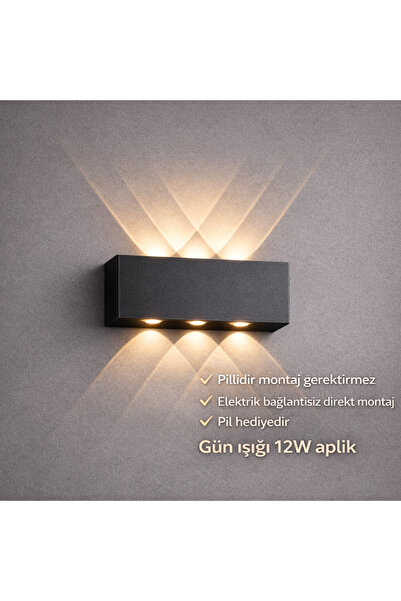 Viesteknoloji MODERN PİLLİ SİYAH KASA GÜN IŞIĞI HAİTİ MODEL LEDLİ KOLAY MONTA...