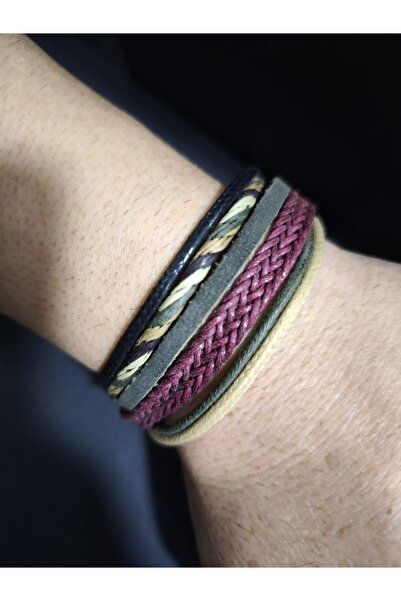 enyatakı Ethnic model leather rope bracelet