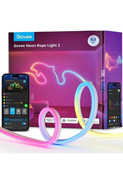 Govee Bandă LED inteligentă cu 2 sârme luminoase neon, 2 RGBIC H61D3301, 36W,...