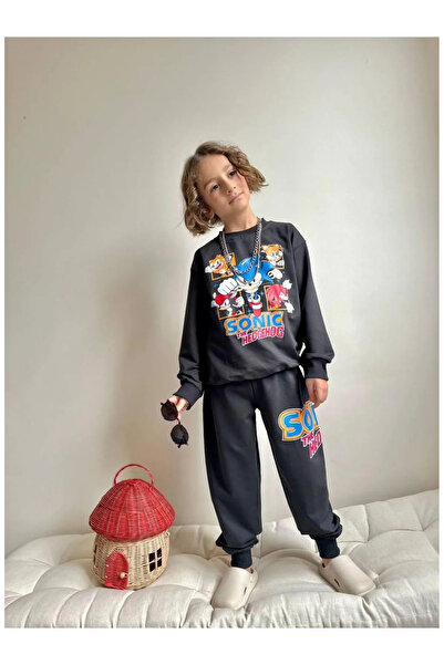 kidstalya بدلة للأولاد باللون الأزرق الداكن مع شخصية كرتونية - سونيك