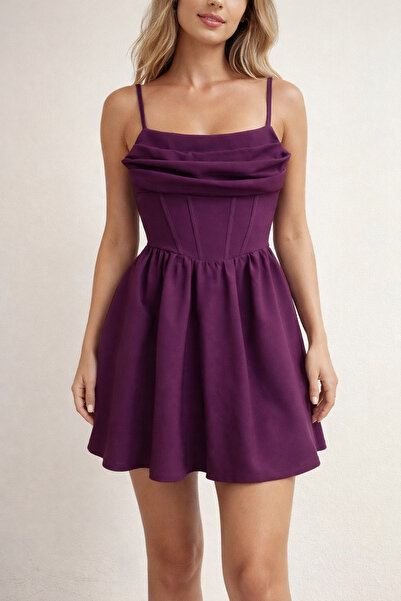 MODAHOBİMİZ Kadın Mini Abiye Elbise Askılı Korse Detaylı Özel Gün Elbisesi